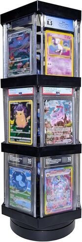 Graded card slab electronically rotating display stand, fits PSA BGS TAG CGC, maximum 18 slabs in Saudi Arabia