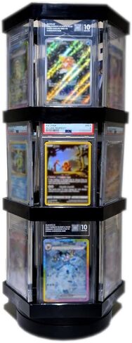 Graded card slab electronically rotating display stand, fits PSA BGS TAG CGC, maximum 18 slabs in Saudi Arabia