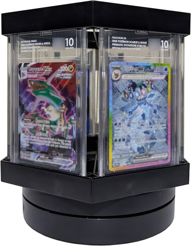 Graded card slab electronically rotating display stand, fits PSA BGS TAG CGC, maximum 18 slabs in Saudi Arabia