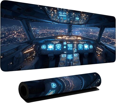 لوحة ماوس ألعاب ممتدة من Flight Cockpit مقاس 35.4 بوصة × 15.7 بوصة، بساط مكتب كبير، قاعدة مطاطية غير قابلة للانزلاق، سطح أملس للمنزل والمكتب in Saudi Arabia