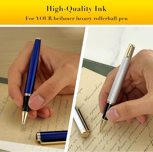 Schneider Rollerball Refill Blue Fine - Smooth Writing Pack of 10 Rollerball Refills Designed for BEILUNER Pens - Safety Non Dry Roller Pen Refill F - Schneider 850 Size - Made in Germany in Kuwait