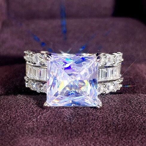 Luxury Engagement Ring Blingbling Square Cut Synthetic Gemstone for Women Anniversary Jewelry Classical Wedding Ring in Saudi Arabia