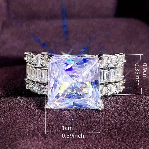 Luxury Engagement Ring Blingbling Square Cut Synthetic Gemstone for Women Anniversary Jewelry Classical Wedding Ring in Saudi Arabia