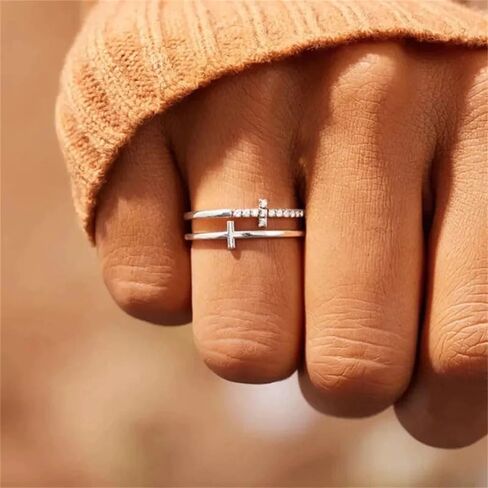 1pc Glamorous Cross Ring For Women For Wedding Engagement Anniversary Party Band Jewelry Valentine's Day Gift in Saudi Arabia