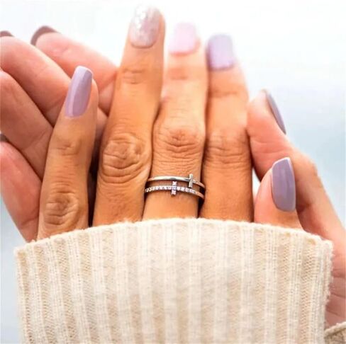 1pc Glamorous Cross Ring For Women For Wedding Engagement Anniversary Party Band Jewelry Valentine's Day Gift in Saudi Arabia