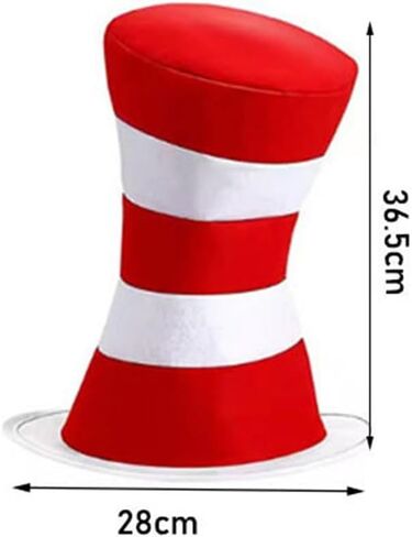Red and White Striped Stovepipe Hat Top Hat Cosplay Halloween Costume Accessories For Adult in Saudi Arabia