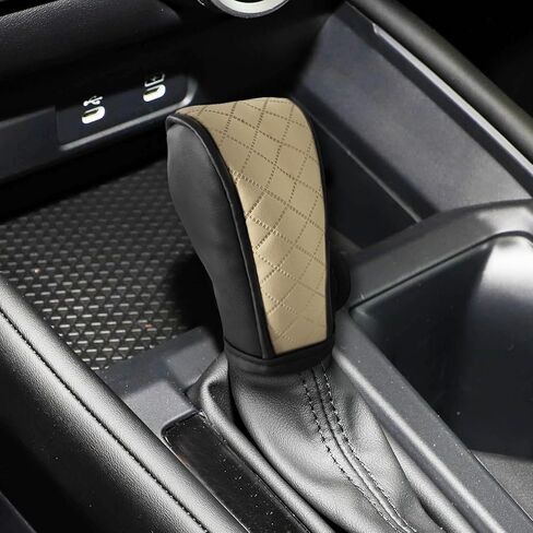 Leather Car Gear Shift Cover, Gear Shift Knob Cover for Shift Lever Protection, Anti-Slip Gear Shifter Stick Protector, Universal Auto Decoration Accessory Fit for Cars (Black) in Saudi Arabia