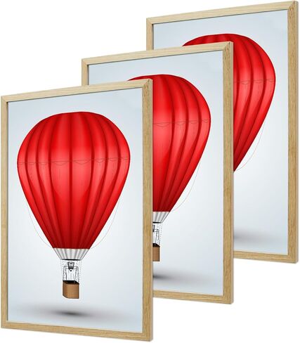 مجموعة إطارات صور DABLUE مقاس 22 × 28 مكونة من 3 قطع من خشب البلوط البيج مقاس 22 بوصة × 28 بوصة إطار ملصق مقاس 22 × 28 إطار من الخشب الصلب الطبيعي مقاس 28 × 22 إطار صورة مع زجاج شبكي شفاف in Kuwait