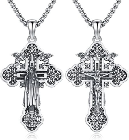 St Michael the Archangel Necklace 925 Sterling Silver Archangel Saint Michael Cross Pendant Necklaces Catholic Amulet Religious Jewelry for Men in Saudi Arabia