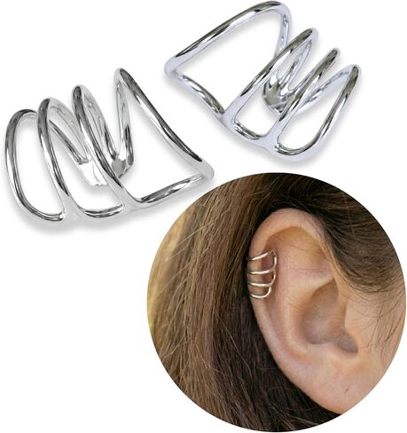 925 Sterling Silver SINGLE Swirl Spiral Ear Cuff for Non-Pierced Ear - Small Dainty Pierceless Clip Earring, Ear Wrap, Cartilage for Women | Handmade by MiYa Jewelry Creations in Saudi Arabia
