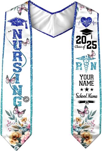 NAZENTI Personalized Nursing Graduation Stole, Custom Graduation Sash, Nurse Stole, RN Graduation Stole 2025, Nursing Gifts in Saudi Arabia