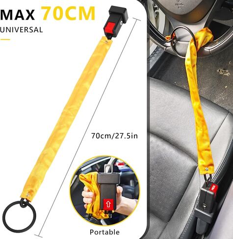 جهاز مضاد للسرقة بقفل عجلة القيادة، قفل حزام الأمان، جهاز مضاد للسرقة مع 3 مفاتيح، جهاز منع سرقة السيارة يناسب معظم المركبات، سيارات الدفع الرباعي، أمان عربة الجولف in Kuwait