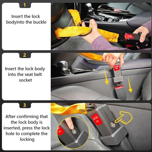 جهاز مضاد للسرقة بقفل عجلة القيادة، قفل حزام الأمان، جهاز مضاد للسرقة مع 3 مفاتيح، جهاز منع سرقة السيارة يناسب معظم المركبات، سيارات الدفع الرباعي، أمان عربة الجولف in Kuwait