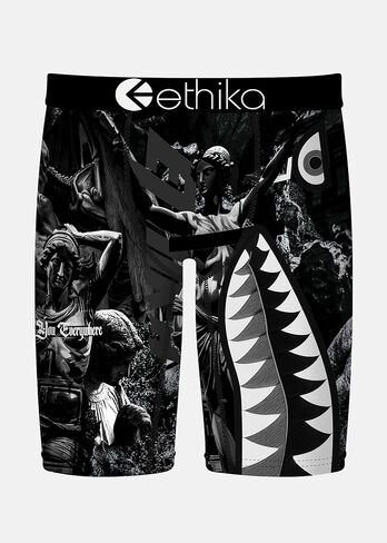 Ethika Men’s Boxer Brief, Knee Length, 4-Way Stretch Performance Underwear with Graphic Prints - Bomber Be Bold in Saudi Arabia
