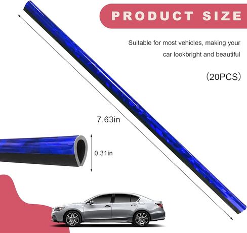 20 PCS Car Air Conditioner Decoration Strips, Waterproof Straight Air Vent Outlet Decorative Trim, Bendable Vent Strip Interior Decor for Most Vehicles, Car Accessories (Blue) in Kuwait