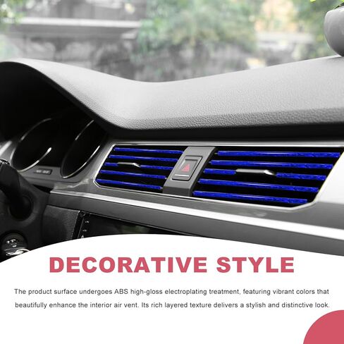 20 PCS Car Air Conditioner Decoration Strips, Waterproof Straight Air Vent Outlet Decorative Trim, Bendable Vent Strip Interior Decor for Most Vehicles, Car Accessories (Blue) in Kuwait