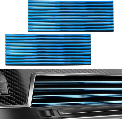 20 PCS Car Air Conditioner Decoration Strips, Waterproof Straight Air Vent Outlet Decorative Trim, Bendable Vent Strip Interior Decor for Most Vehicles, Car Accessories (Blue) in Kuwait