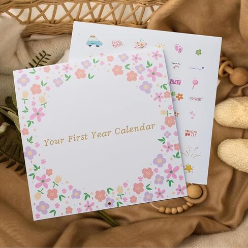 Baby First Year Calendar Keepsake Memory Calendar BONUS/W 75 Stickers – Gender Neutral | Family Tree | Journal Book to Record every special moment for Baby Boys & Baby Girls (LITTLE LION) in Saudi Arabia