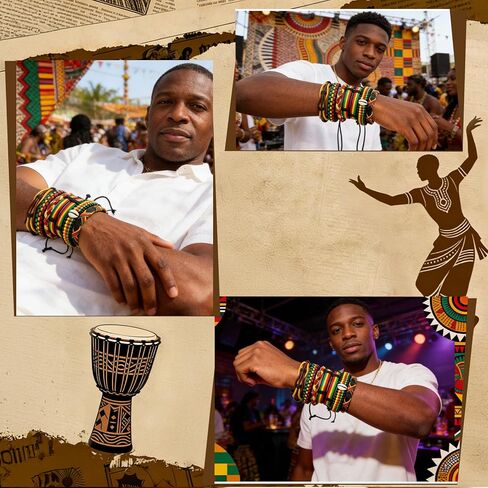 Black History Bracelets, Multi Layer African Jewelry for Women, Adjustable Wristbands in Saudi Arabia