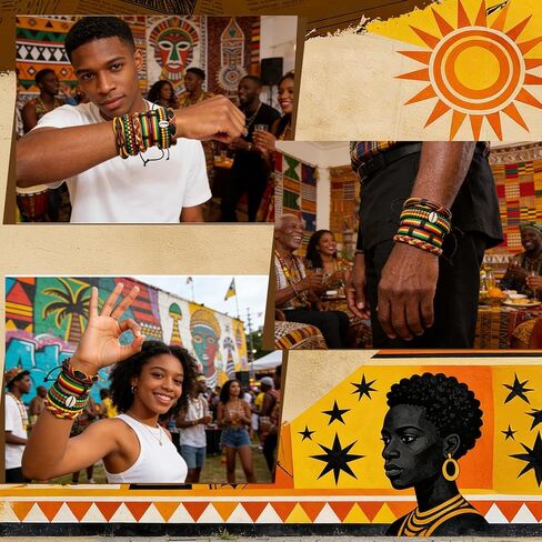 Black History Bracelets, Multi Layer African Jewelry for Women, Adjustable Wristbands in Saudi Arabia