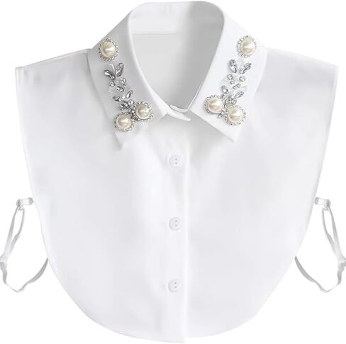 Shinywear Pearl Fake Collars Detachable Dickey Collar Blouse Half Shirt Crystal Peter Pan Faux False Collar for Women Girls in Saudi Arabia