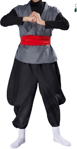 بدلة كونغ فو للرجال من Haikyuu مع حلق زي تنكري أسود للهالوين (S، أسود) in Kuwait