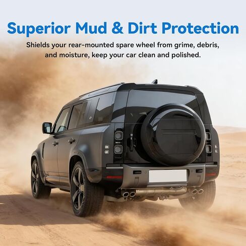 Gloss Black Spare Tire Cover Compatible with Land Rover Defender 2020-2026 90 110 130, Wheel Cover Protect with Back Retaining Bracket(Black Letter) in Saudi Arabia