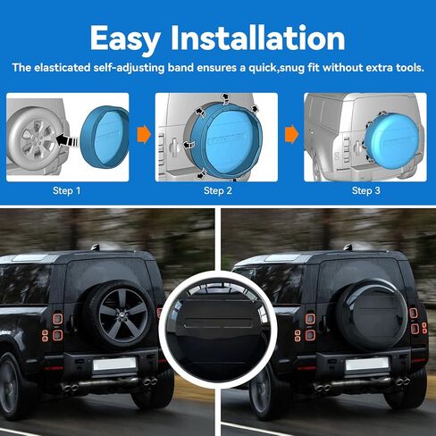 Gloss Black Spare Tire Cover Compatible with Land Rover Defender 2020-2026 90 110 130, Wheel Cover Protect with Back Retaining Bracket(Black Letter) in Saudi Arabia