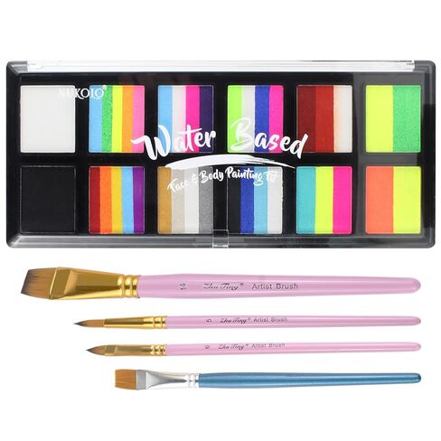 BRIMFULITE Body & Face Painting Kit with SFX Makeup Non Toxic 6 Colors Glow in the Dark Face Paint, Fake Blood and Scar Wax Set for Halloween Party Cosplay Theater Parties (6 Color 02+ SFX Set) in Kuwait