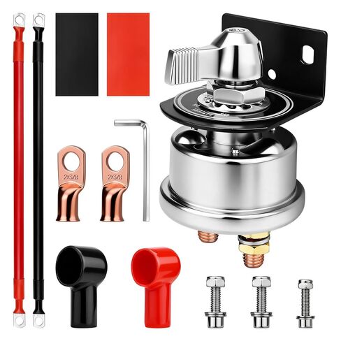 12-48V 200A Car Battery Disconnect Switch,Complete Accessories Kit,Alloy Steel Fully Mechanical,Vibration Proof, Moisture Resistant Durable,Easy Installation for Car Vehicle RV Truck Boat Marine ATV in Kuwait