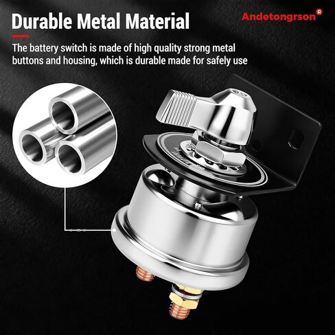 12-48V 200A Car Battery Disconnect Switch,Complete Accessories Kit,Alloy Steel Fully Mechanical,Vibration Proof, Moisture Resistant Durable,Easy Installation for Car Vehicle RV Truck Boat Marine ATV in Kuwait