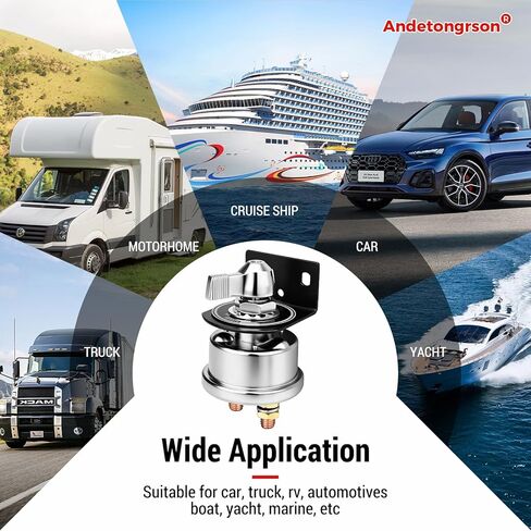 12-48V 200A Car Battery Disconnect Switch,Complete Accessories Kit,Alloy Steel Fully Mechanical,Vibration Proof, Moisture Resistant Durable,Easy Installation for Car Vehicle RV Truck Boat Marine ATV in Kuwait