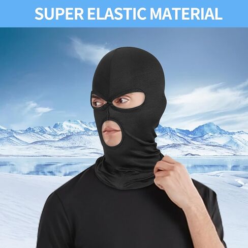 قناع التزلج Pukavt 3 فتحات بالاكلافا للرجال والنساء، قناع وجه كامل رقيق للدراجات النارية والصيد وركوب الدراجات قبعة التزلج باللون الأزرق in Kuwait