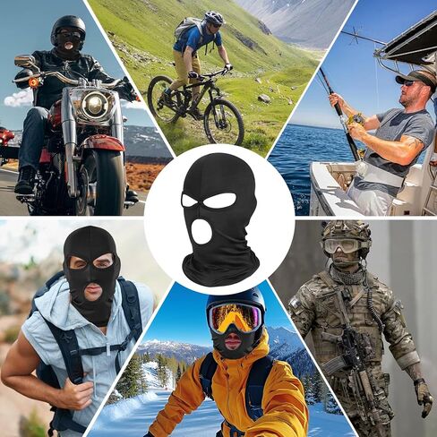 قناع التزلج Pukavt 3 فتحات بالاكلافا للرجال والنساء، قناع وجه كامل رقيق للدراجات النارية والصيد وركوب الدراجات قبعة التزلج باللون الأزرق in Kuwait