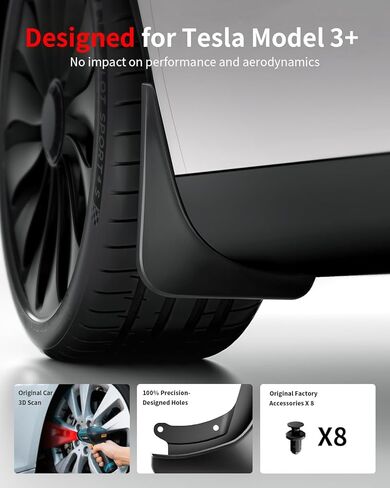 اللوحات الطينية المخفية لـ Tesla Model 3 Highland 2024 2025 2026 تحديث، مصدات أمامية وخلفية كاملة بدون حفر ولا واقيات الطين الشريطية، واقيات رذاذ لجميع الأحوال الجوية، زخارف قياسية/ممتازة/الأداء in Kuwait