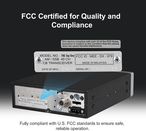 راديو Texas Ranger TRE Top One SSB Compact CB لسائقي الشاحنات | النطاق الجانبي PEP بقدرة 12 وات (USB/LSB) | مقياس SWR مدمج وعداد التردد | جهاز إرسال واستقبال AM/SSB ذو 40 قناة | SRA-198NC ميكروفون عازل للضوضاء in Kuwait