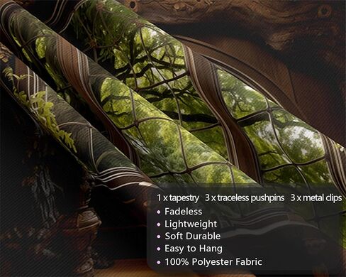 QGHOT نسيج نافذة الغابات، طبيعة في الهواء الطلق نسيج الجدار شنقا مشهد الغابات جدارية كبيرة لغرفة النوم غرفة المعيشة مكتب ديكور 78.7 "L × 104" W in Kuwait