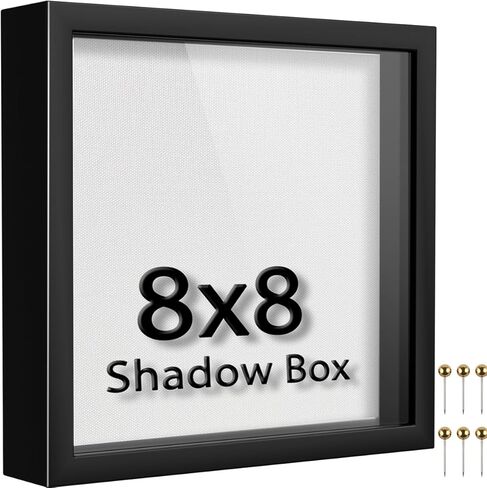 إطار صندوق الظل 8x10 | يتضمن ظهر الكتان الناعم ودبابيس الدفع، وحافظة عرض الذاكرة للزهور والتذاكر والعناصر ثلاثية الأبعاد العزيزة، أسود in Kuwait