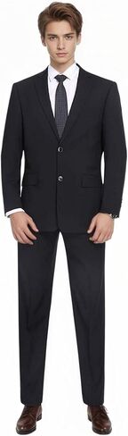 Men's 2 Piece Suit Two Button Slim Fit Solid Jacket and Pants Set Suits for Prom Party Wedding Business in Saudi Arabia