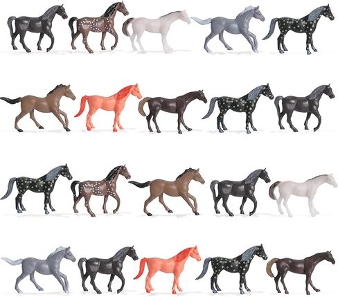 Skylety 20 Pieces Plastic Small Toy Horses Bulk Small Horse Party Favors Miniature Horse Figurines Horse Party Decorations Realistic Plastic Horse Model Toy Gift for Girls Boys in Kuwait