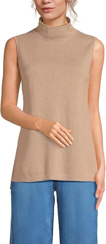 Lands' End Women's Fine Gauge Sleeveless Mock Sweater in Saudi Arabia