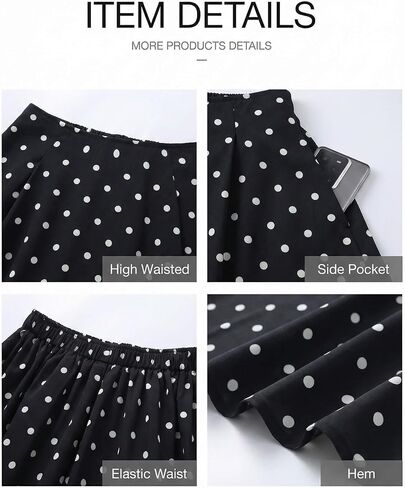 DERAX Women's Polka Dot Flowy Maxi Skirt A-Line High Waisted Vintage Retro Elegant 2026 Spring Summer Long Skirt with Pockets in Saudi Arabia