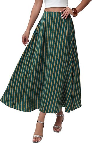 DERAX Women's Polka Dot Flowy Maxi Skirt A-Line High Waisted Vintage Retro Elegant 2026 Spring Summer Long Skirt with Pockets in Saudi Arabia