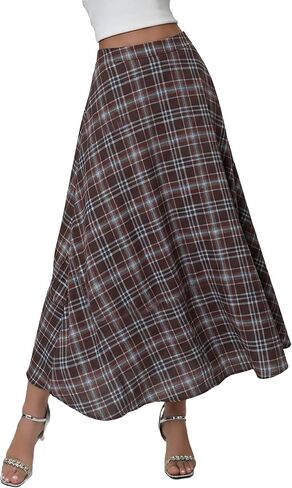 DERAX Women's Polka Dot Flowy Maxi Skirt A-Line High Waisted Vintage Retro Elegant 2026 Spring Summer Long Skirt with Pockets in Saudi Arabia