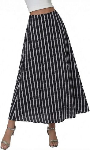 DERAX Women's Polka Dot Flowy Maxi Skirt A-Line High Waisted Vintage Retro Elegant 2026 Spring Summer Long Skirt with Pockets in Saudi Arabia