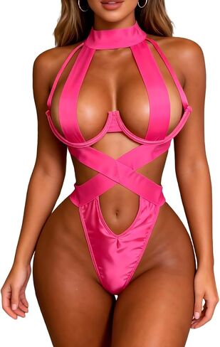 Sexy One-Piece Lingerie Cut-Out Bodysuit Adjustable Shoulder Strap Backless Lingerie for Women All Seasons in Saudi Arabia