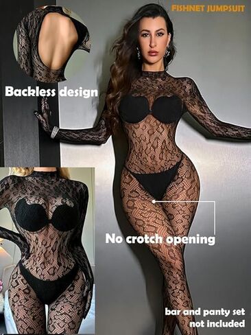 Women's Fishnet Bodysuit Lace Leopard Fishnet Lingerie Mesh Jumpsuit Sheer Body Stocking One Piece For Valentine's Day Party in Saudi Arabia