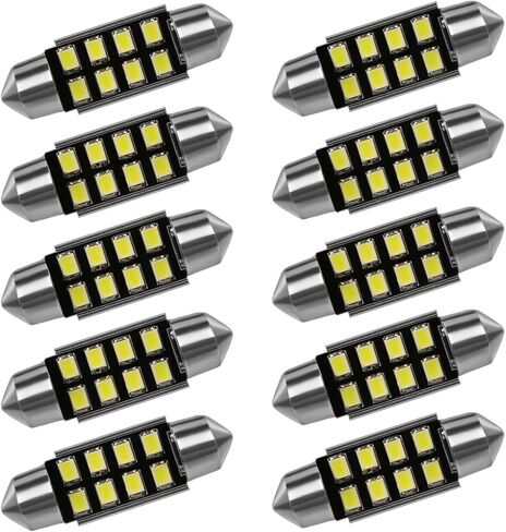 10-Pack Error Free LED Interior Light Bulbs, White 36mm Festoon LED Interior Car Lights for Dome Map and Door Courtesy Super Bright 8SMD Chips, Festoon Auto License Plate in Saudi Arabia