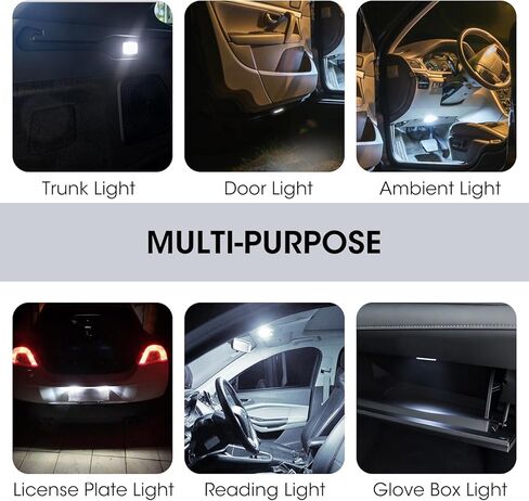 10-Pack Error Free LED Interior Light Bulbs, White 36mm Festoon LED Interior Car Lights for Dome Map and Door Courtesy Super Bright 8SMD Chips, Festoon Auto License Plate in Saudi Arabia
