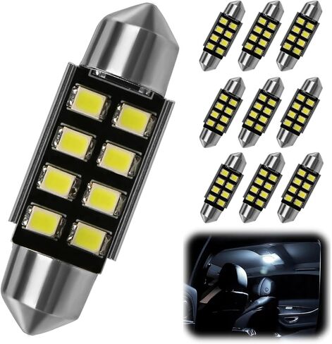 10-Pack Error Free LED Interior Light Bulbs, White 36mm Festoon LED Interior Car Lights for Dome Map and Door Courtesy Super Bright 8SMD Chips, Festoon Auto License Plate in Saudi Arabia